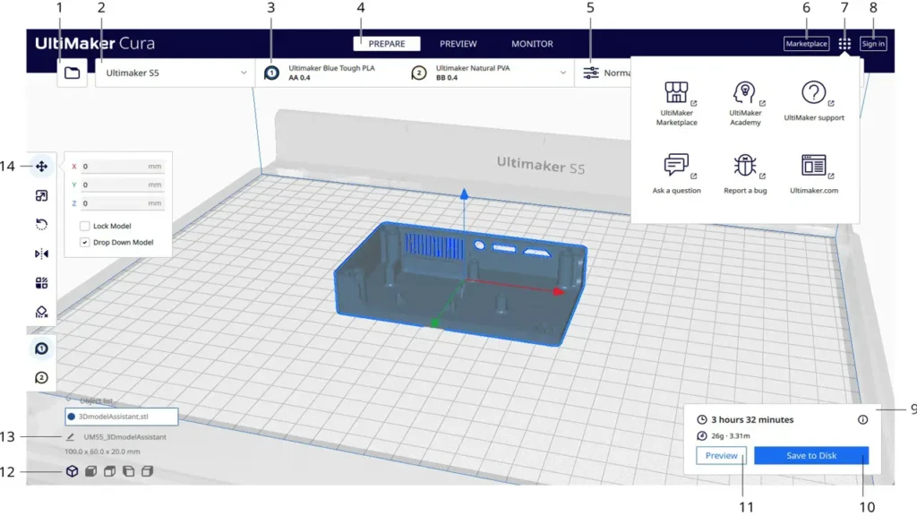 Cura slicer