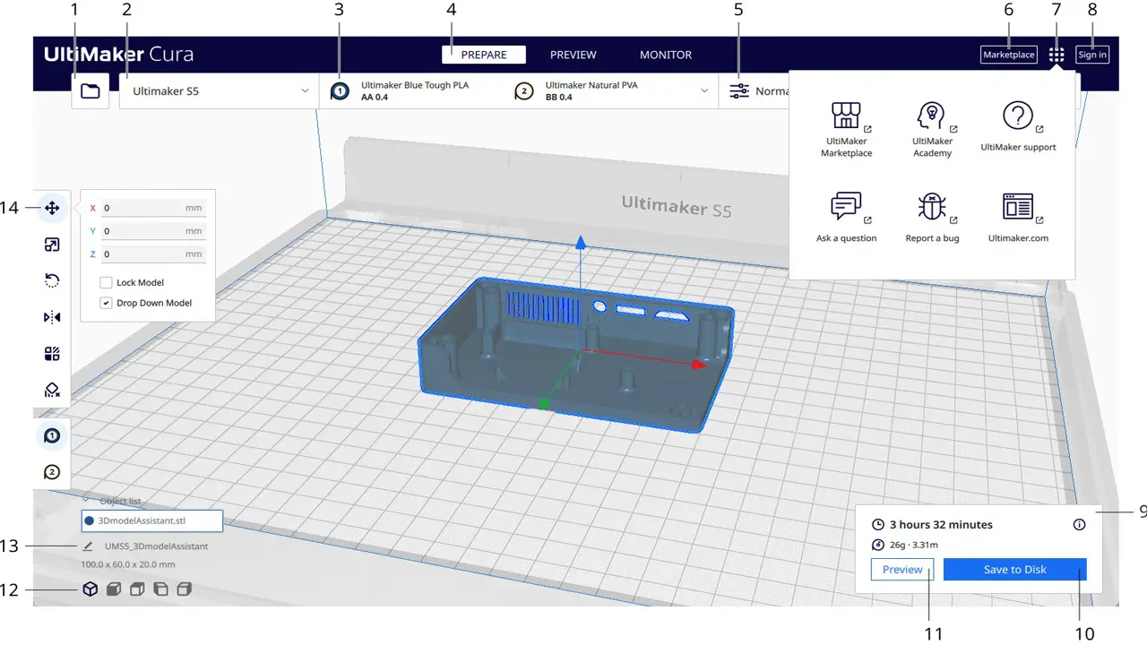 Cura slicer