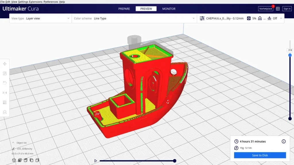 Cura slicer
