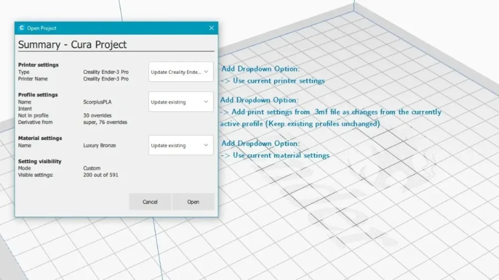 Cura slicer